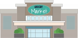 grocery market outside building clipart 2