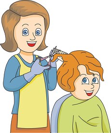 hairdresser getting giving a girl a haircut