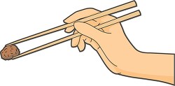 hand chopsticks picking up food clipart