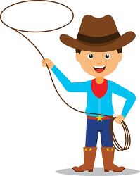 hat wearing cowboy with lasso clipart
