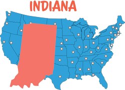indiana map united states clipart