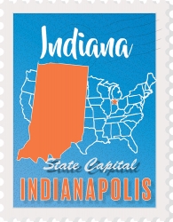 indianapolis indiana state map stamp clipart