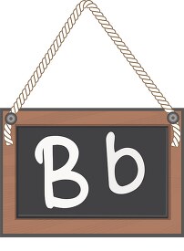 letter B hanging black board with rope clipart