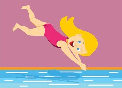 little girl diving into pool summer clipart 3a