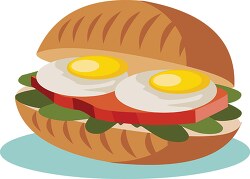 loaded egg sandwich with ham clipart