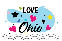 Love Ohio Hearts Stars Logo Clipart
