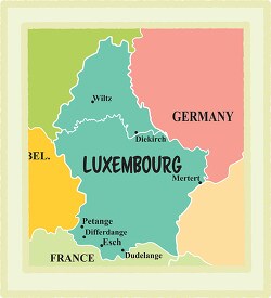 Luxembourg country map color border clipart