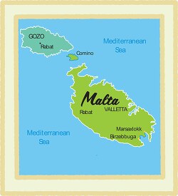 Malta country map color border clipart