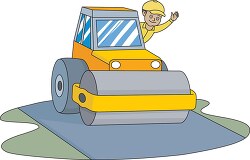 man driving road roller asphalt spreading machine