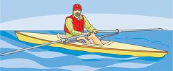 man holding oars in row boat clipart image