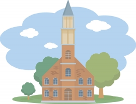 meeting house building clipart 047