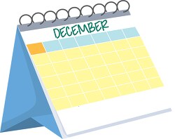 monthly desk calendar december white clipart