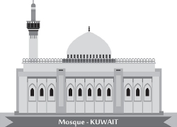mosque kuwait gray clipart
