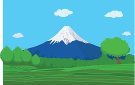 Mount Fugi with snow Japan Asia Clipart