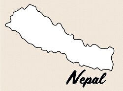 nepal country map black white clipart