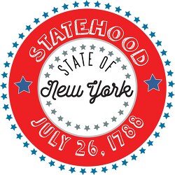 New York Statehood 1788 date statehood round style with stars cl