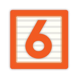 number six in a block clipart