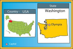 olympia washington state us map with capital