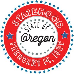 Oregon statehood 1859 date statehood round style with stars clip