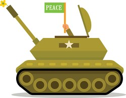 peace flag outside military tank vehicle clipart