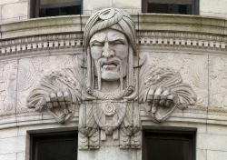 Architectural detail on building in downtown Providence