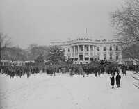 Crowd stands in snow for inauguration Washington DC Jan. 20 1945