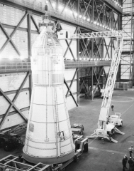 engineer to examine Apollo 10 Command Module