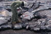geologists get fresh lava samples as close to the vent as possib