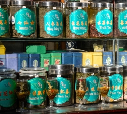 Glass Jars Filled With Medical Herbs Shanghai China Photo Image
