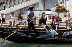 Gondola near Rialto Bridge in Venice Italy 1669