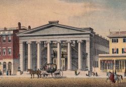 Print shows the Arcade from Weybosset Street 1836