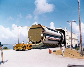 Saturn-1B first stage is unloaded
