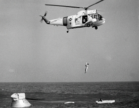 Schirra hoisted US Coast Guard helicopter during water egress tr