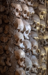 Skulls on the wall of the Chapel of Bones