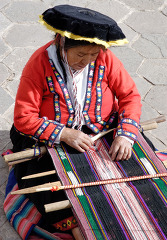 traditional woman weaving goods