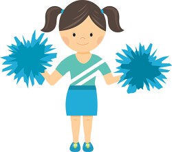 pig tail young cheerleader standing with pom poms