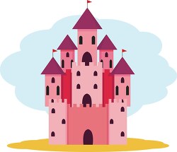 pink castle medieval clipart