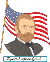 president Ulysses Simpson Grant with flag clipart