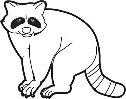 raccoon standing on all fours black outline