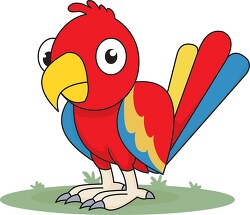 red blue parrot cartoon style clipart