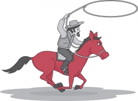 riding horse with rope lasso gray color