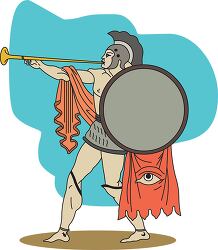 roman soldier in uniform with horn