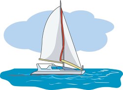 sail boat one mast two sails clipart image