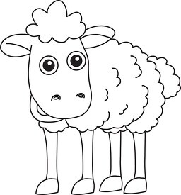 sheep cartoon clipart black white outline 914
