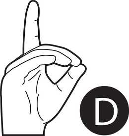 sign language letter d outline