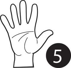 sign language number 5 outline