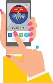 smartphone in weather report clipart