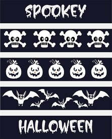 spookey halloween pumpkins skulls bats clipart