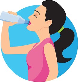 sporty woman drinking water clipart