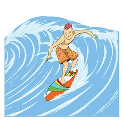 surfer riding large wave clipart
